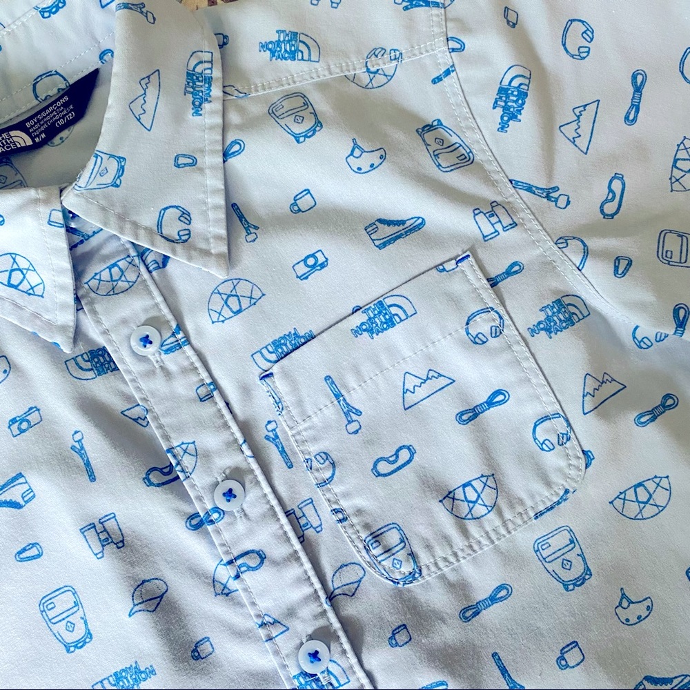 The North Face Kids Blue and White Button Down Shirt